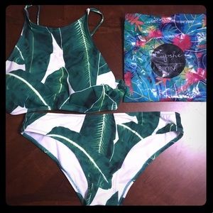 Palm Leaf Print Cupshe Bikini Medium
